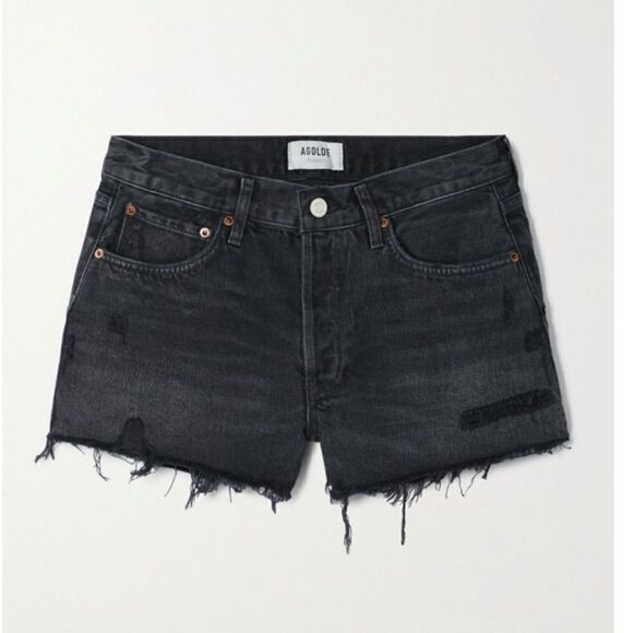 AGOLDE Parker distressed denim shorts in Black Size 32 - Picture 3 of 10